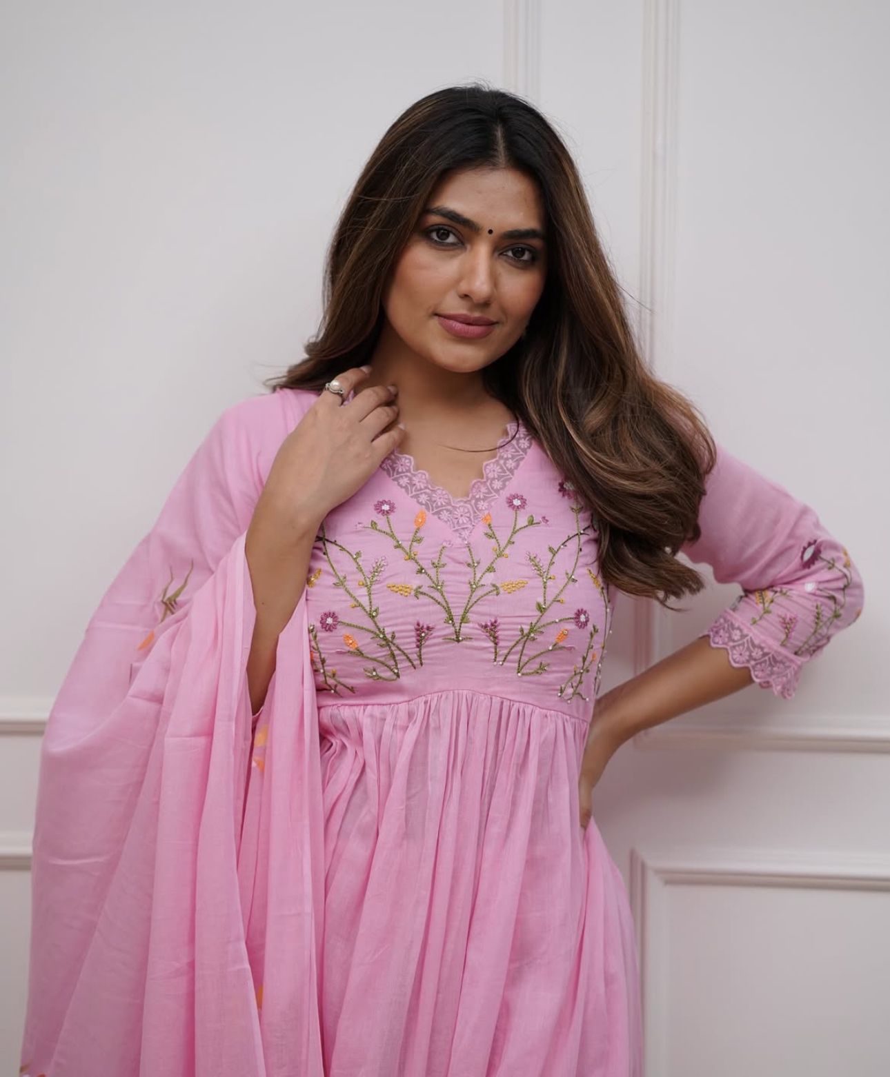 Beautiful Collection Flare Kurta Style, high-Quality Cotton Fabric, 3 Pc Set.