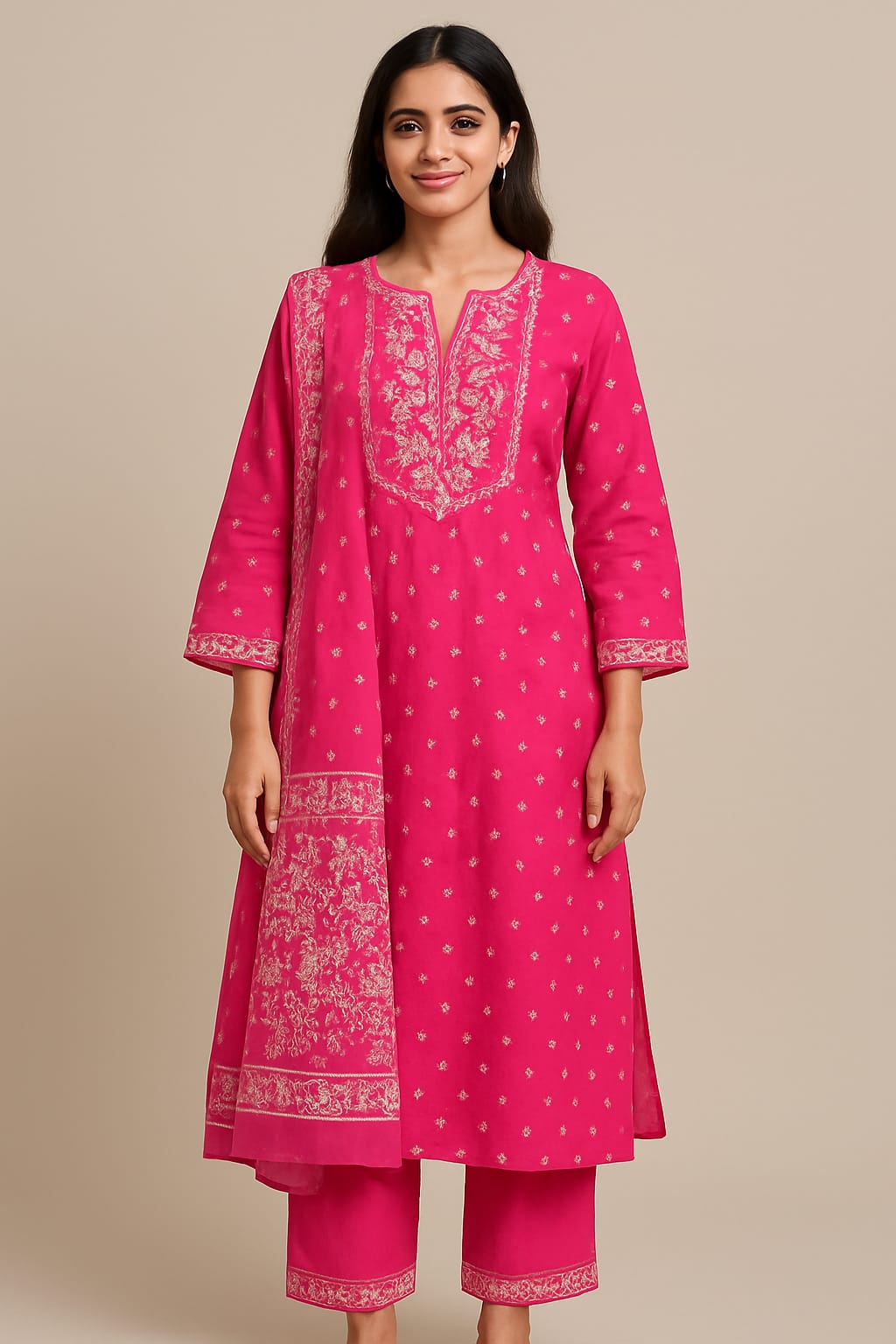 New Flared Kurta set with Cotton Pant & Mul Mul Dupatta with tier pattern