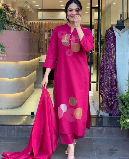 Designer Embroidery work with sequencing Hand Work on Kurti Neck with Pants