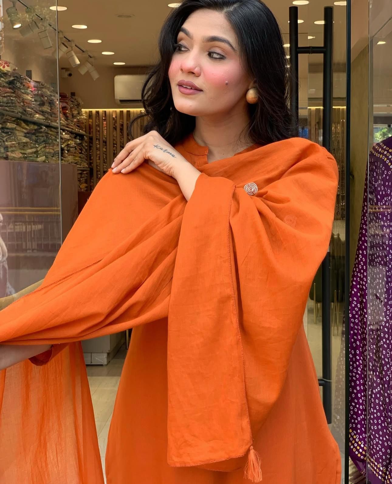 Designer Embroidery work with sequencing Hand Work on Kurti Neck with Pant