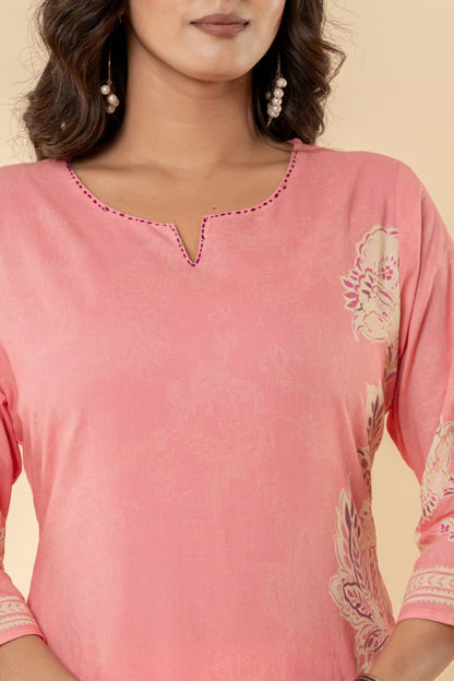 Cotton Mul Suit Set, Digital Floral Print, Intricate Handwork, Full Lining, Lightweight