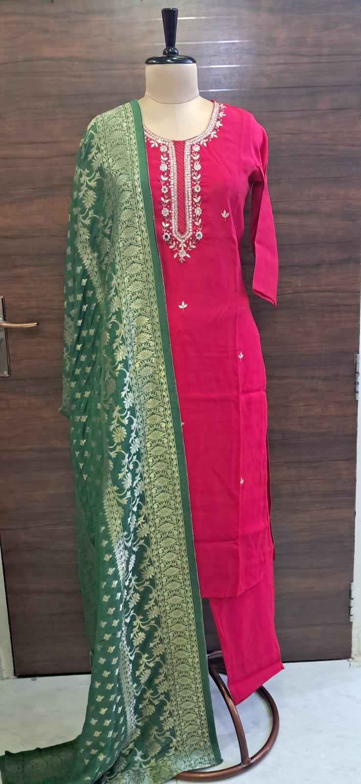 Pure Viscose Silk Fabric Lining Attached Heavy Hand Adda Work all over ,Pant & Heavy Banarasi Dupatta