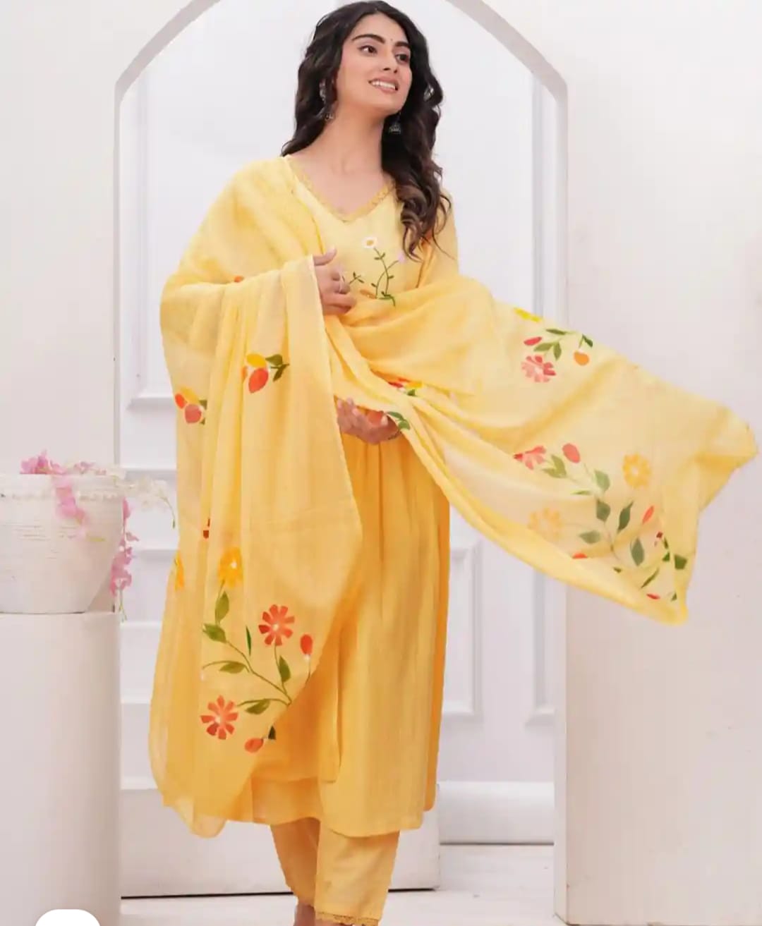 Women Floral Suit Embroidery work Pure Cotton 3 Pc. Set