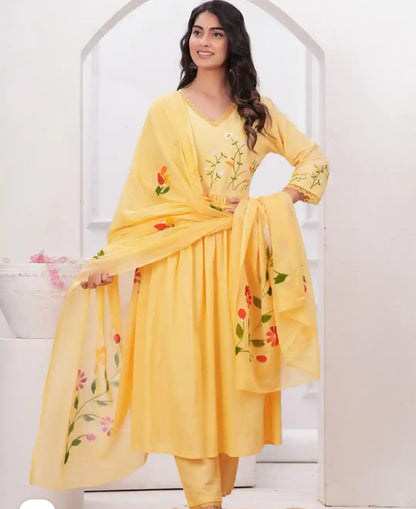 Women Floral Suit Embroidery work Pure Cotton 3 Pc. Set