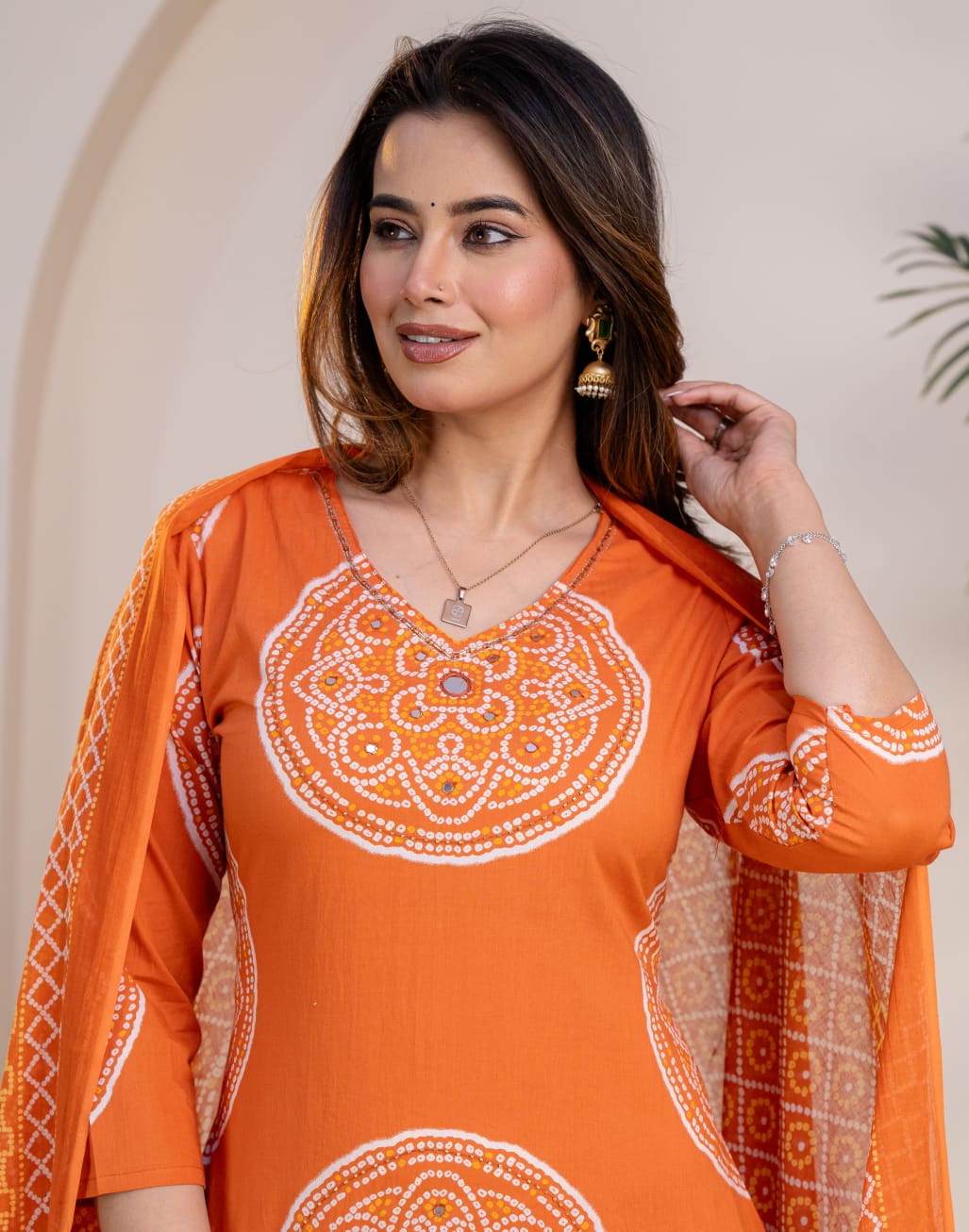 Ruaati Women Cotton Embroidery Kurta Pant Dupatta Suit Set for Festive Wear