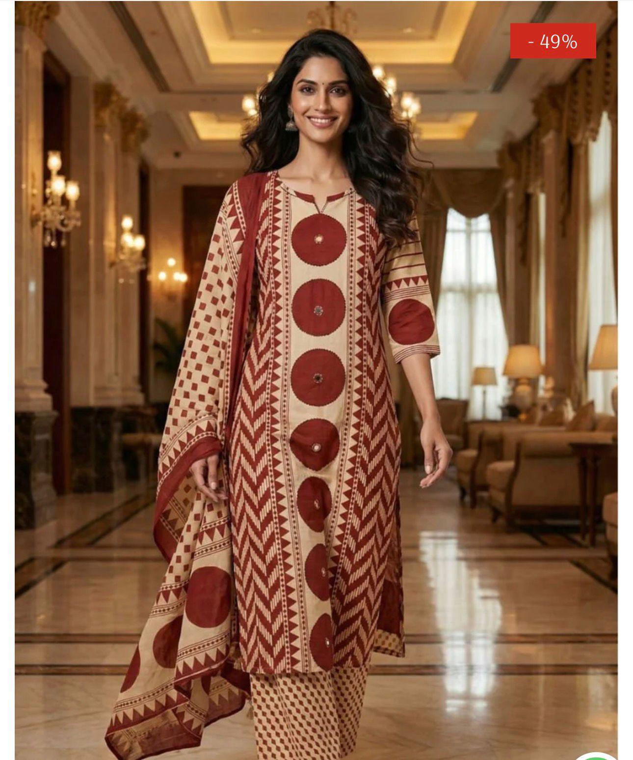 Ruaati Women Ethnic Printed Kurta Set with Pant & Dupatta | Elegant Daily Wear