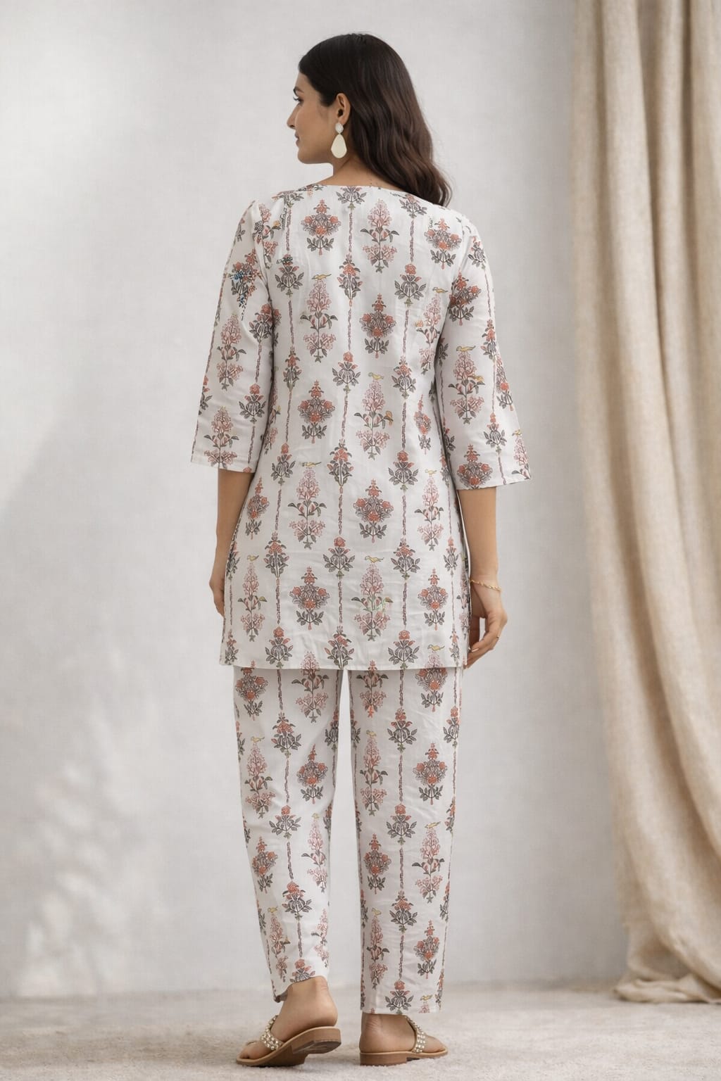 Ruaati Women Soft Cotton Floral Printed Night Suit Set with Relaxed Fit Top & Pajama