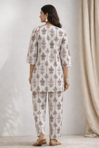 Ruaati Women Soft Cotton Floral Printed Night Suit Set with Relaxed Fit Top & Pajama