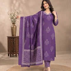 Purple Embroidered Suit with Dupatta