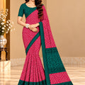 Pink Bandhani Printed Saree With Green Border