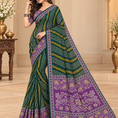 Premium Green Lahariya Digital Print Georgette Saree