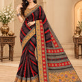 Premium Black Lahariya Digital Print Georgette Saree