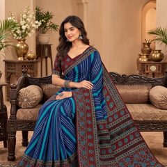 Premium Blue Lahariya Digital Print Georgette Saree