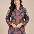 Black Ethnic Printed Natural Crepe Shirt Tunic