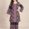 Black Geometric Printed Natural Crepe Co-Ord Set