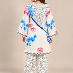 White Floral Printed Natural Crepe Co-Ord Set