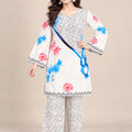 White Floral Printed Natural Crepe Co-Ord Set