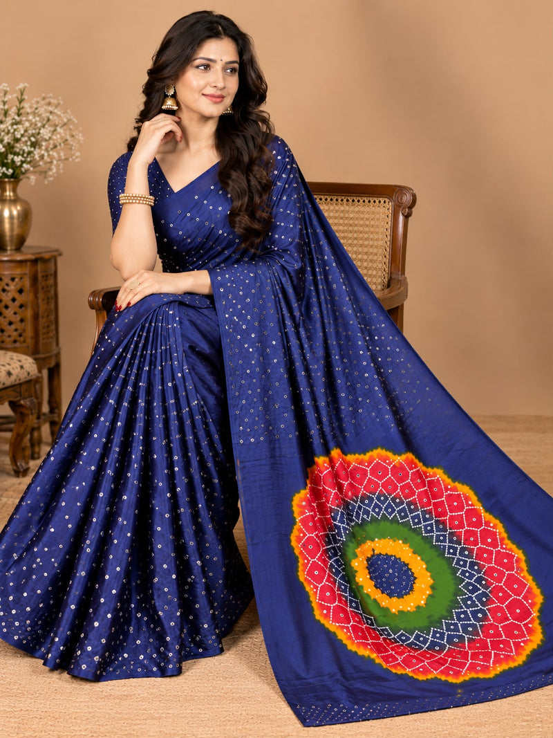 Premium Modal Silk Saree with Mirror Work & Designer Border