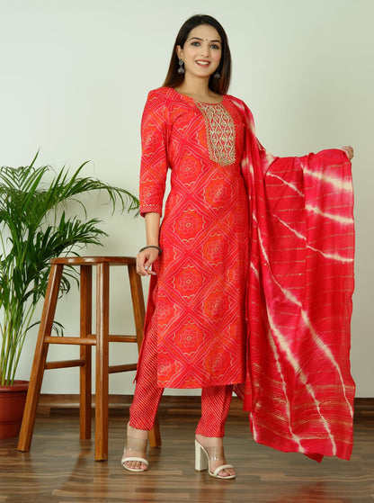 Pure Muslin Silk Fabric Heavy Hand Adda Work All Over. 3 Pc Set.