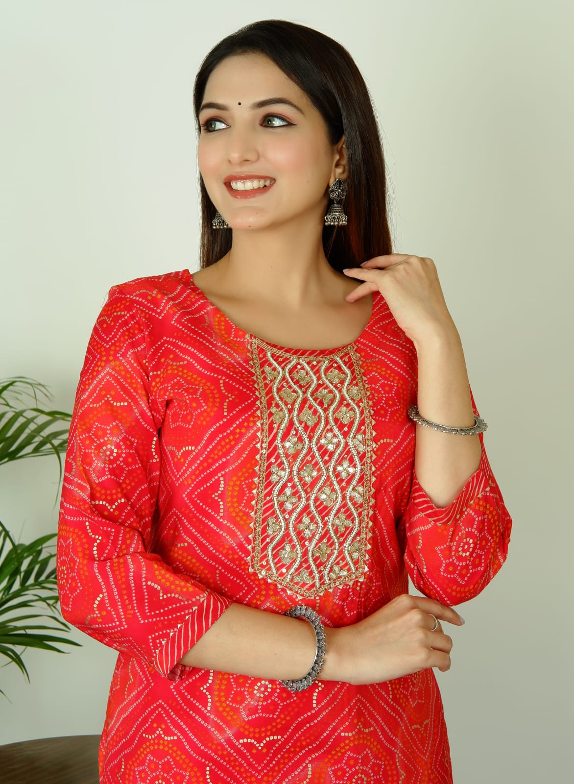 Pure Muslin Silk Fabric Heavy Hand Adda Work All Over. 3 Pc Set.