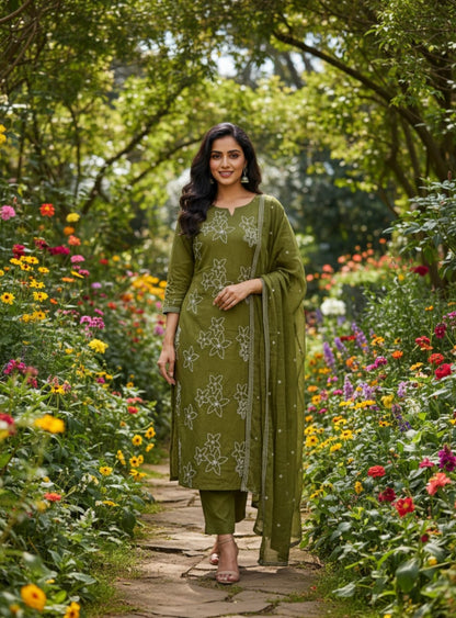 Premium Cotton Fabric Embroidery Work all over ,Pant with Embroidery Border.