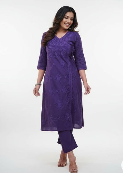 Heavy Chicken Kari Embroidery, Purple with Matching Cotton Thread, 2 Pc. Set.