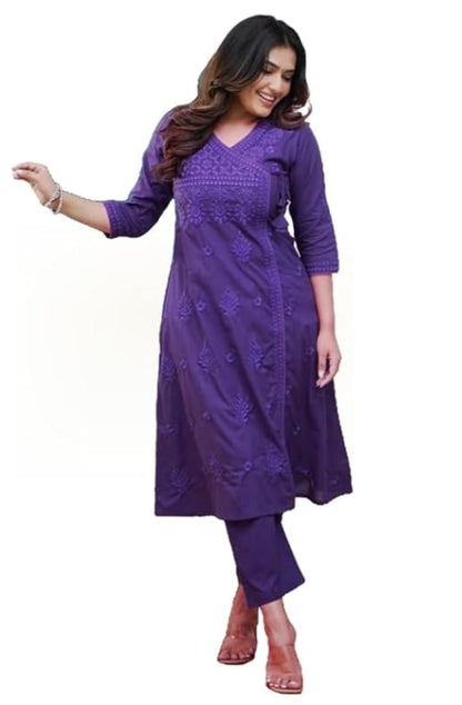 Heavy Chicken Kari Embroidery, Purple with Matching Cotton Thread, 2 Pc. Set.