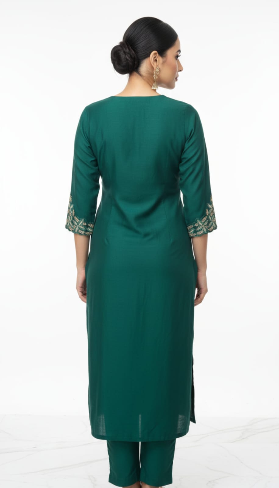 Pure Silk Fabric, Bottle Green Suit Set with Zari Heavy Dupatta.