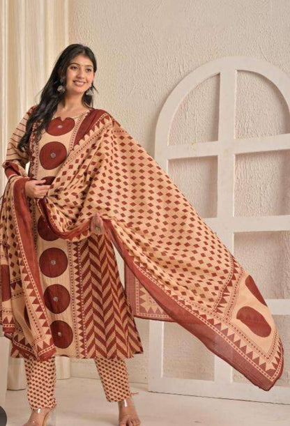 Ruaati Women Ethnic Printed Kurta Set with Pant & Dupatta | Elegant Daily Wear