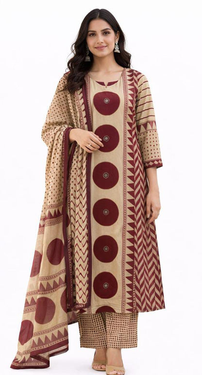 Ruaati Women Ethnic Printed Kurta Set with Pant & Dupatta | Elegant Daily Wear
