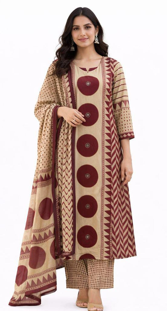 Ruaati Women Ethnic Printed Kurta Set with Pant & Dupatta | Elegant Daily Wear