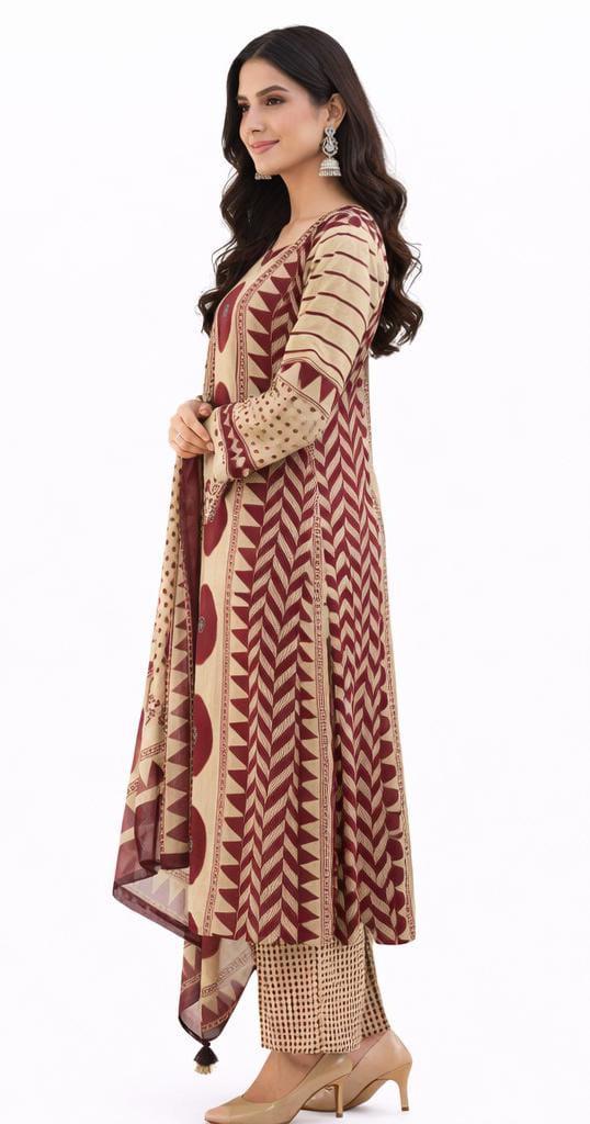 Ruaati Women Ethnic Printed Kurta Set with Pant & Dupatta | Elegant Daily Wear