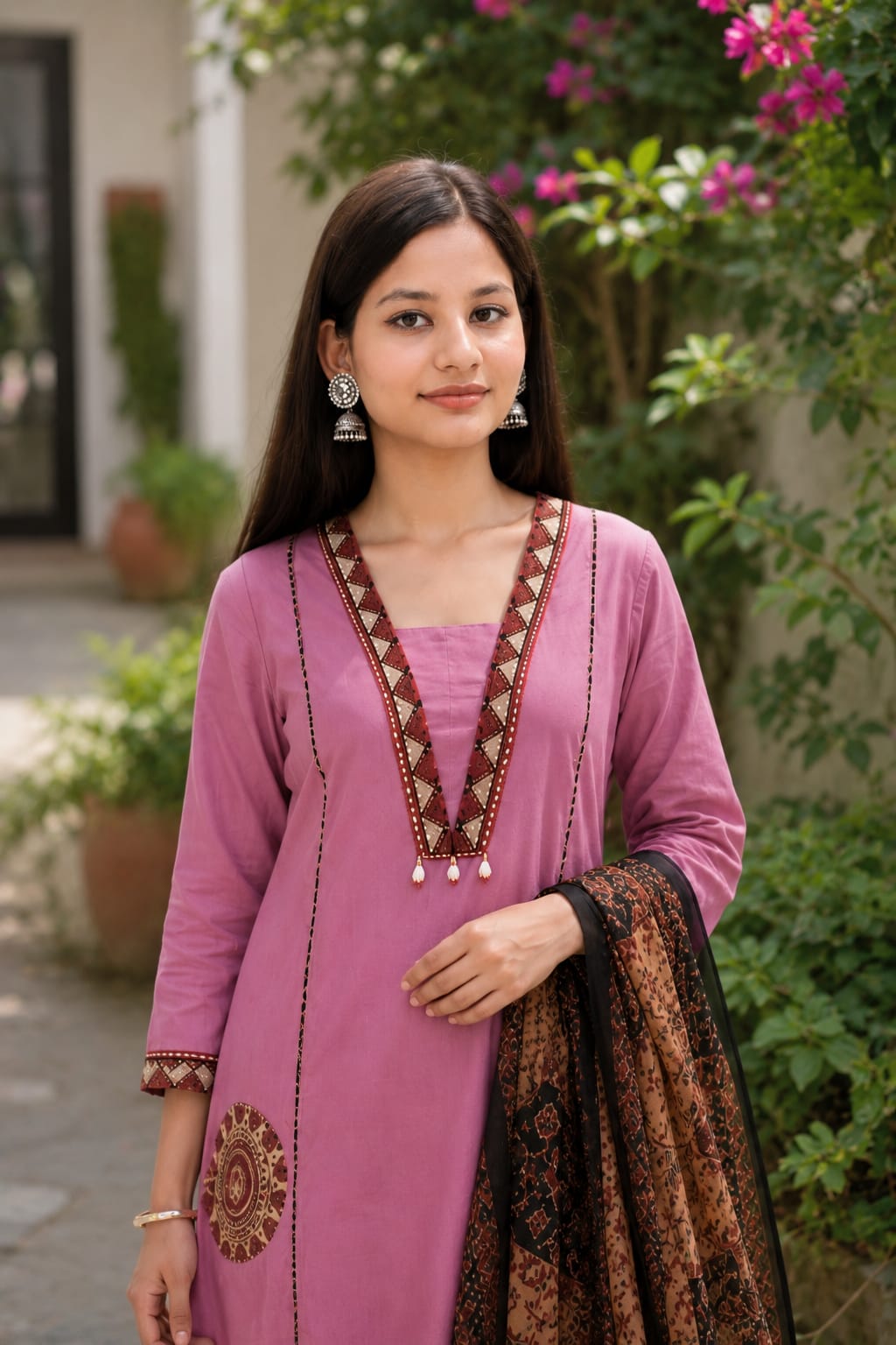 Ruaati Women Premium Cotton  Lavender Embroiderd Suit Set with Designer Dupatta