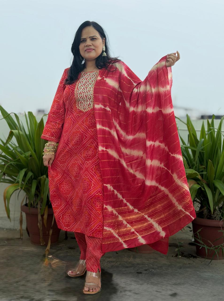Ruaati Pure Muslin Silk Suit Set with Heavy Hand Adda Work & Designer Dupatta