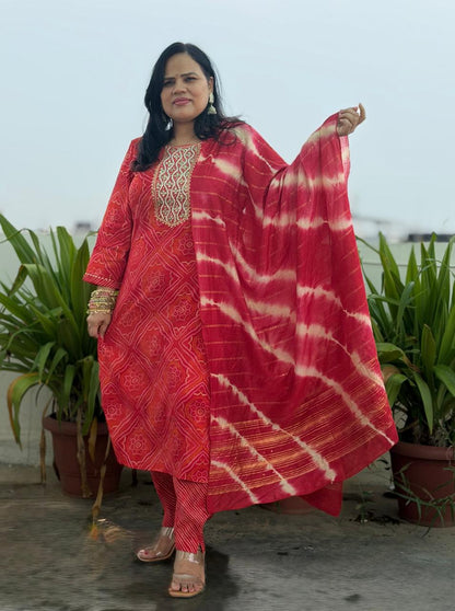 Ruaati Pure Muslin Silk Suit Set with Heavy Hand Adda Work & Designer Dupatta