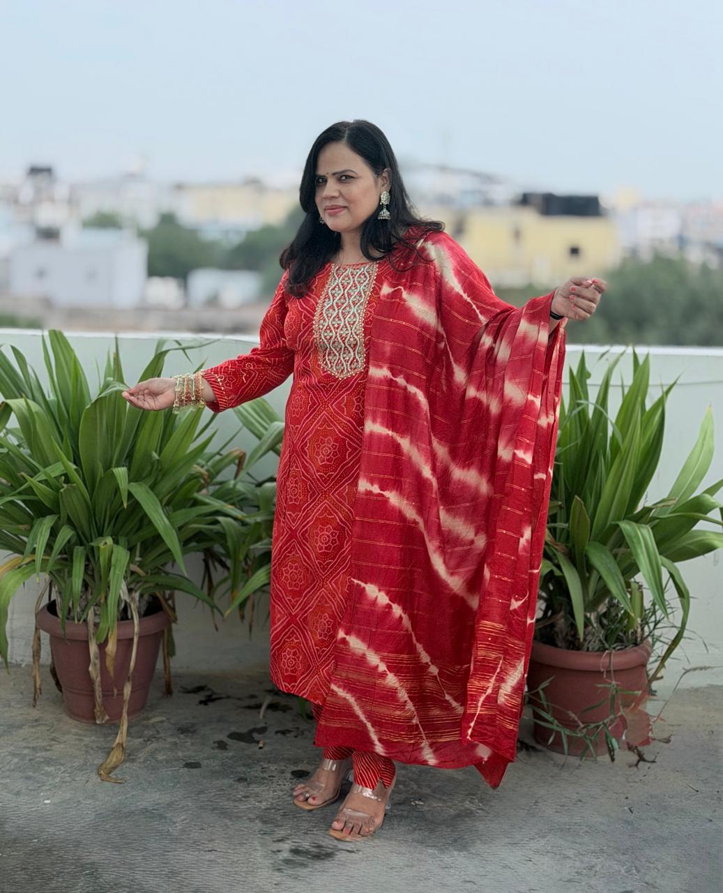 Ruaati Pure Muslin Silk Suit Set with Heavy Hand Adda Work & Designer Dupatta