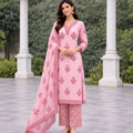 Pink Floral Printed Straight Suit Set