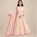 Cream Floral Printed Anarkali Set