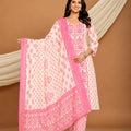 Pink Cotton Printed Premium Cotton Suit Set