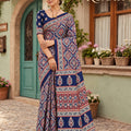 Royal Blue Modal Silk Saree with Mirror Work & Designer Border