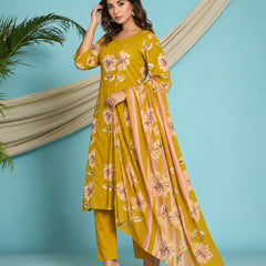 Yellow Floral Printed Suit Set