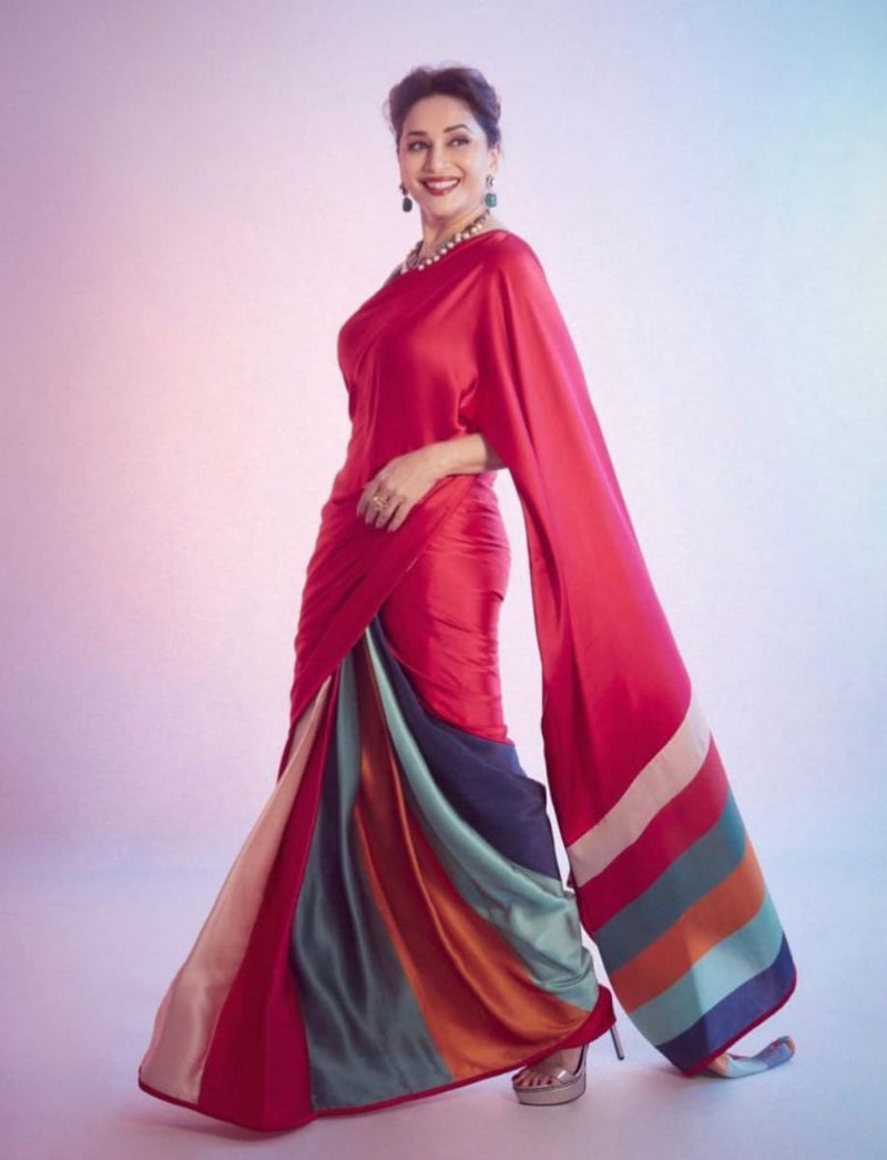 Multi Color Digital Print Satin Georgette Saree for Women