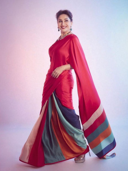 Multi Color Digital Print Satin Georgette Saree for Women