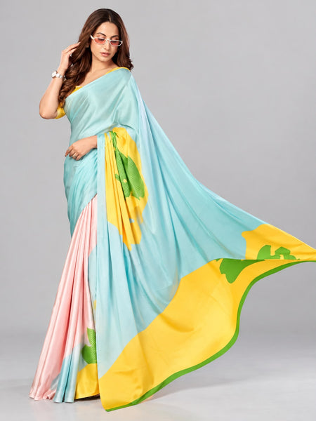 Multi Color Digital Print Natural Crepe Saree for Women