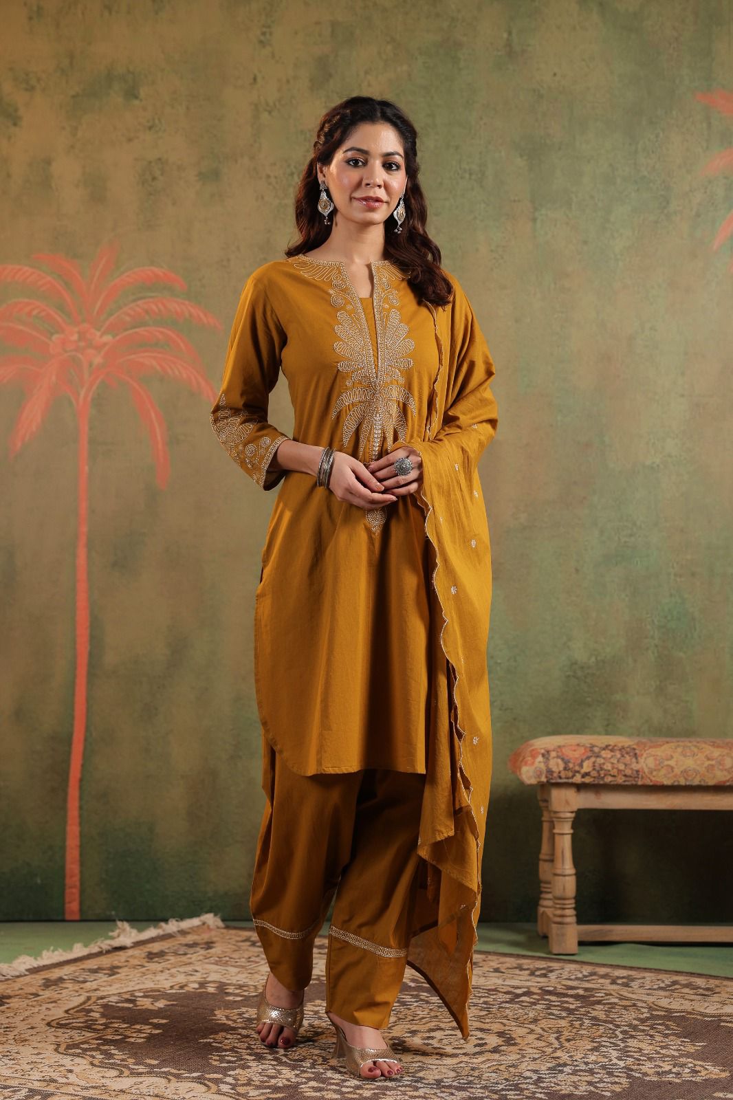 Premium Farsi Salwar 3-Piece Set with Attached Lining in Pure Cotton Fabric. Superior Fitting & Quality Cotton Fabric