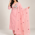 Pink Mul Cotton Embroidered Suit Set
