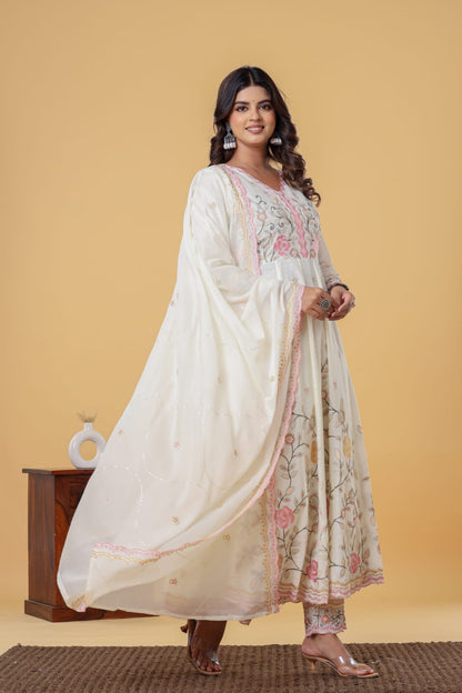 Luxurious & Elegant Mal Cotton Dobi Designer Dress White with Heavy Manual Embroidery, Superior Quality Fabric, Premium Cotton, Designer 3 Pc. Suits.