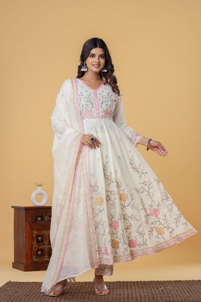 Luxurious & Elegant Mal Cotton Dobi Designer Dress White with Heavy Manual Embroidery, Superior Quality Fabric, Premium Cotton, Designer 3 Pc. Suits.