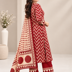 Maroon Printed Cotton Suit Set