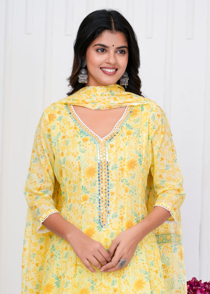 Best Design Premium Pure (Mul Cotton Fabric) A-Line Suit, and V Neck, Mirror work with Stone, Kota Doria Dupatta, Superior Quality Cotton Fabric. 3 Pc Sets.